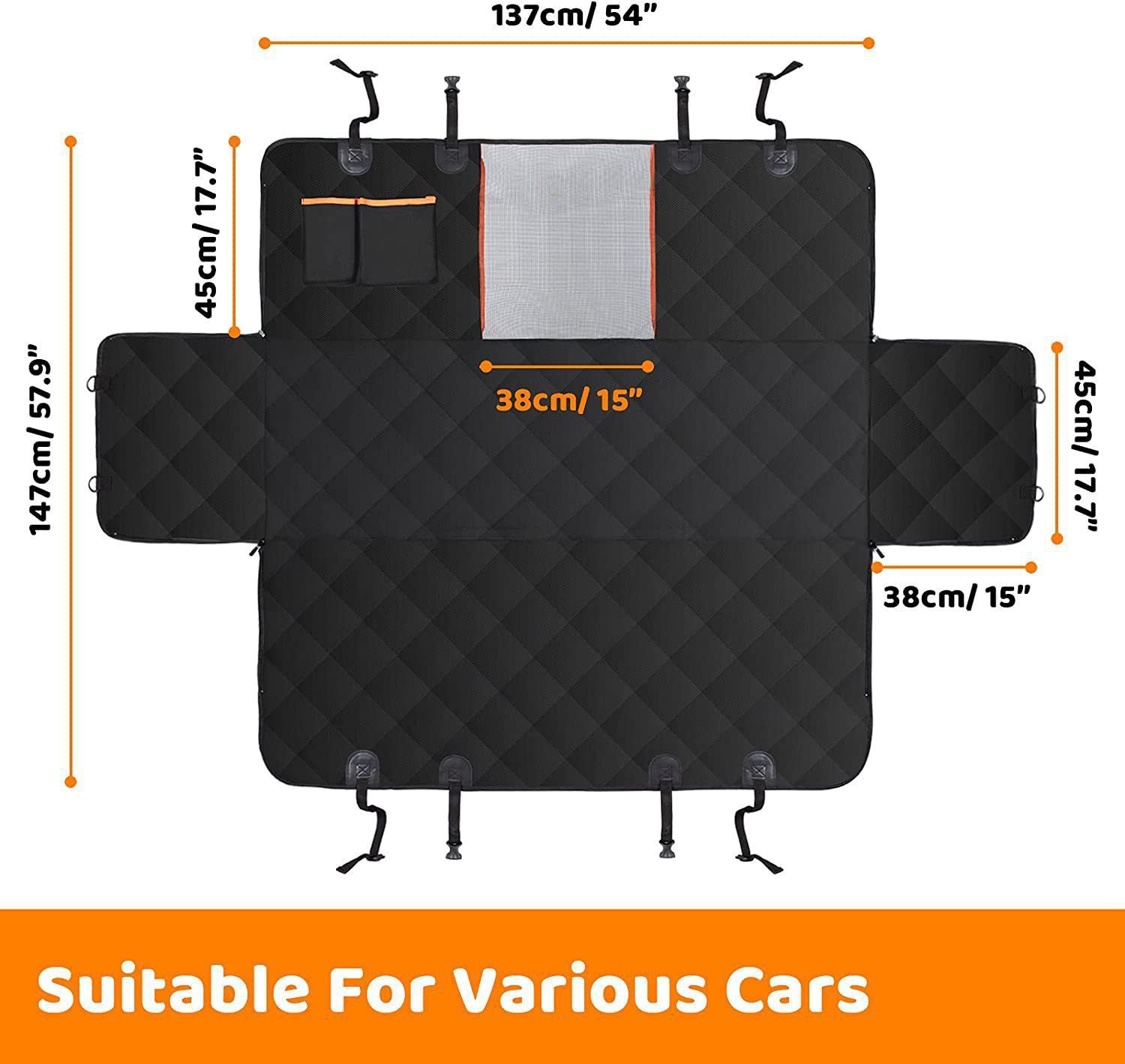 Dog Pet Car Seat Cover Car Rear Back Seat Protector Mat Waterproof Anti-fouling Nonslip Zipper On Both Sides Dogs Safety Mat