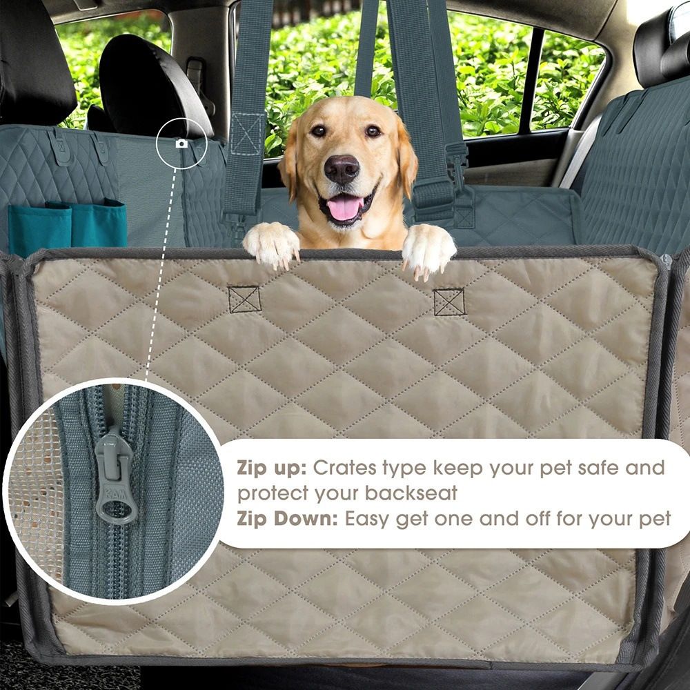 Dog Pet Car Seat Cover Car Rear Back Seat Protector Mat Waterproof Anti-fouling Nonslip Zipper On Both Sides Dogs Safety Mat