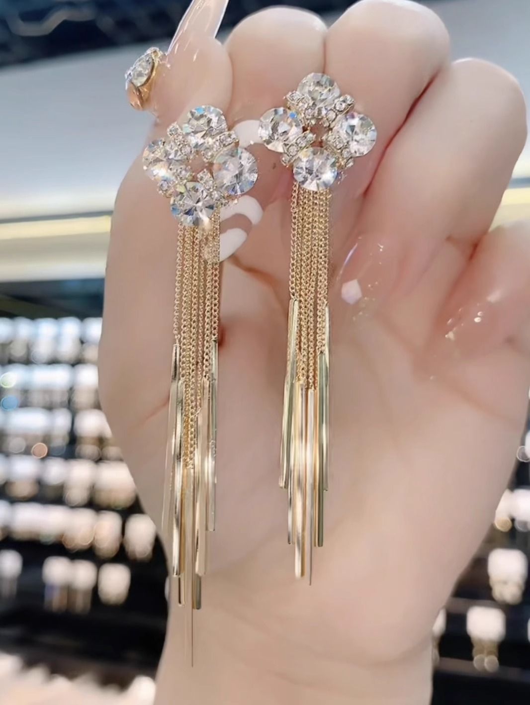 925 Silver Needle Korean Fashion Crystal Long Tassel Earrings For Women Jewelry Trending Luxury Exaggerated Earrings Gifts