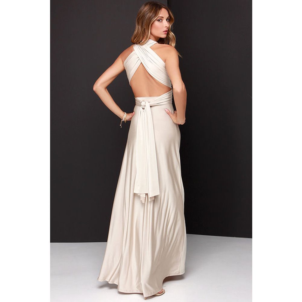 Women Sexy Deep V Neck Party Dress Solid Color Sleeveless Long Dress Elegant Evening Formal Gown Ladies Cocktail Prom Maxi Dress