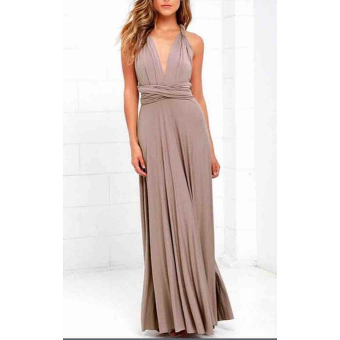 Women Sexy Deep V Neck Party Dress Solid Color Sleeveless Long Dress Elegant Evening Formal Gown Ladies Cocktail Prom Maxi Dress