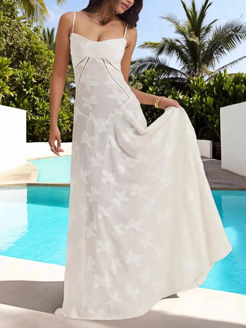 Women's Summer Sheer Slip Long Dress Floral Maxi Dress Casual Sexy Elegant