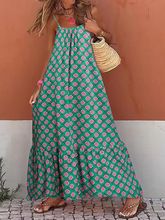 Women Summer Casual Loose Dresses Bohemian Floral Sleeveless Maxi Dress Sexy Spaghetti Strap Backless Sundress Beach Vacation