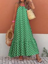 Women Summer Casual Loose Dresses Bohemian Floral Sleeveless Maxi Dress Sexy Spaghetti Strap Backless Sundress Beach Vacation