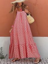Women Summer Casual Loose Dresses Bohemian Floral Sleeveless Maxi Dress Sexy Spaghetti Strap Backless Sundress Beach Vacation