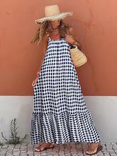 Women Summer Casual Loose Dresses Bohemian Floral Sleeveless Maxi Dress Sexy Spaghetti Strap Backless Sundress Beach Vacation