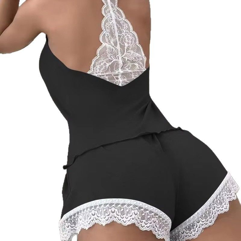 Women's Cute Heart Print Satin Pajama Set - V Neck Cami Top and Elastic Shorts for Comfortable Sleep and Lounging Homewear