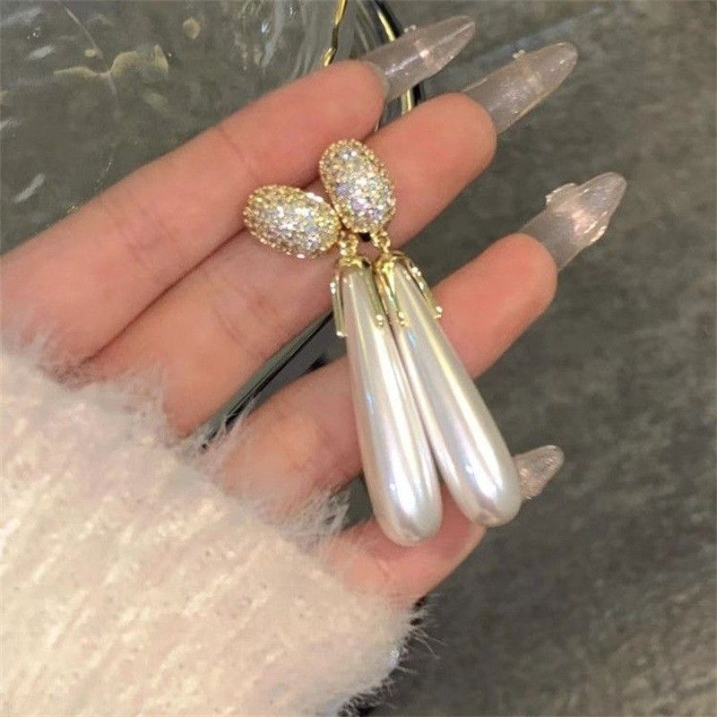 Vintage Simple Drop Earrings Long Water Drop Pearl Earrings for Women Girls Statement Jewelry Gifts