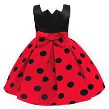 Elegant Girls Party Dress New Polka-Dots Puff Sleeves Princess Dress Backless Birthday Wedding Formal Costumes 3-8Yrs Girls