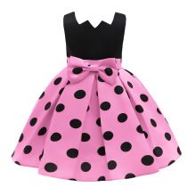 Elegant Girls Party Dress New Polka-Dots Puff Sleeves Princess Dress Backless Birthday Wedding Formal Costumes 3-8Yrs Girls