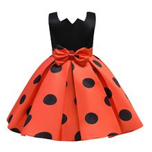 Elegant Girls Party Dress New Polka-Dots Puff Sleeves Princess Dress Backless Birthday Wedding Formal Costumes 3-8Yrs Girls