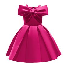 New Girl Child Kaftan Dress Fashion Sweet Bow Sleeveless Solid Color Abaya Dubai Lace Children's Princess Dresses