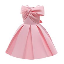 New Girl Child Kaftan Dress Fashion Sweet Bow Sleeveless Solid Color Abaya Dubai Lace Children's Princess Dresses