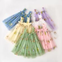1-5 Years Toddler Baby Girls New Summer Dress for Kids Clothes Children Dress Puffy Mesh Tutu Princess Floral Embroidery Clothes