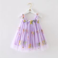 1-5 Years Toddler Baby Girls New Summer Dress for Kids Clothes Children Dress Puffy Mesh Tutu Princess Floral Embroidery Clothes
