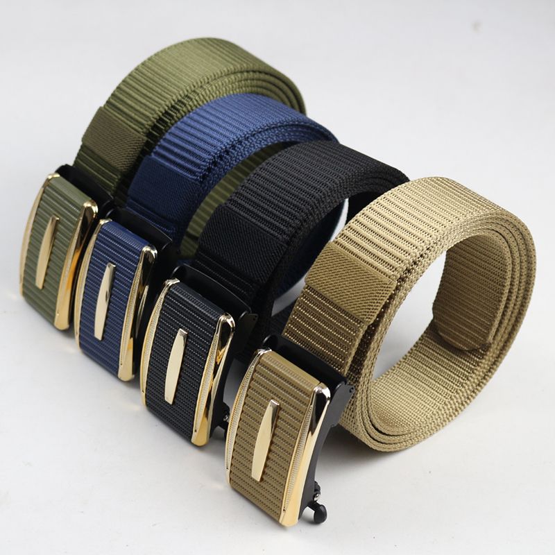 Trendy Luxury Brand Nylon Belt Sports Business Casual Weave Waist Band Automatic Buckle Waistbands