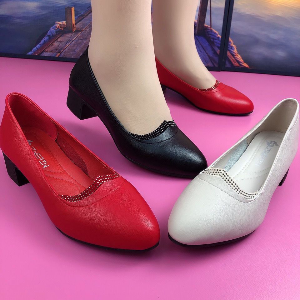 Women Cute Round Toe High Quality Spring Slip On High Heel Shoes Lady Classic Comfort European Stylish