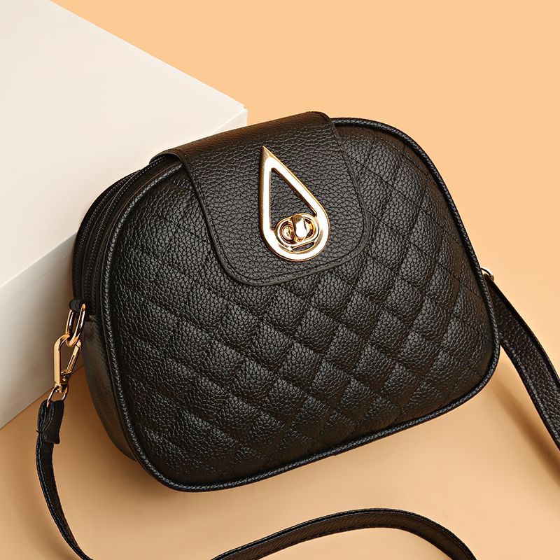 Small Quilted Crossbody Bag, Stylish PU Leather Shoulder Purse with Round Perfect for Daily Use, Travel, and Outdoor Activities