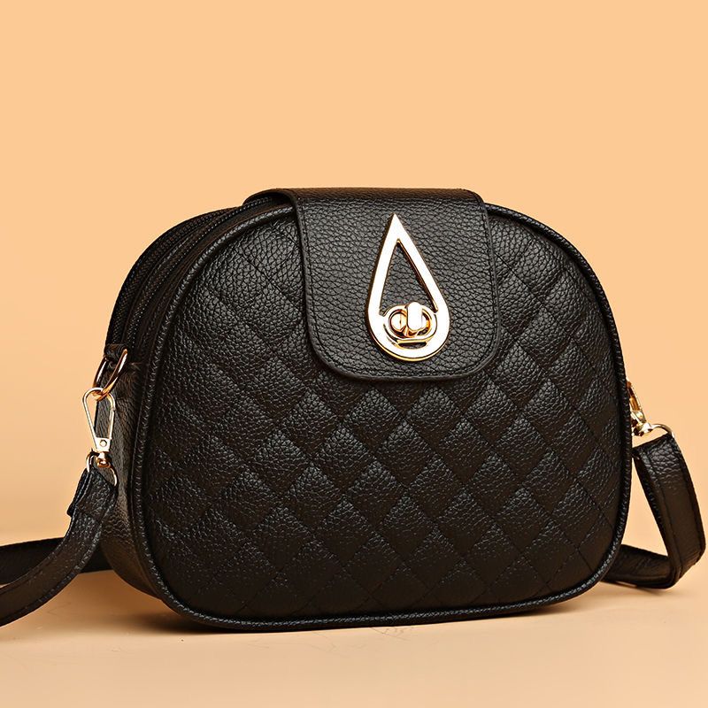 Small Quilted Crossbody Bag, Stylish PU Leather Shoulder Purse with Round Perfect for Daily Use, Travel, and Outdoor Activities