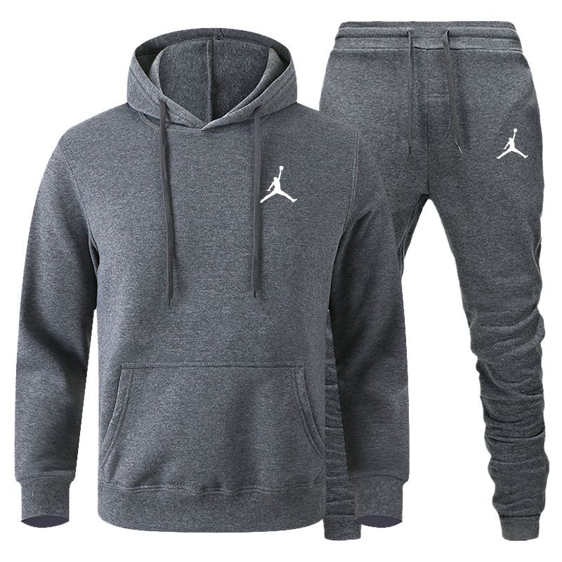 Autumn/Winter Men's jogging Fitness sportswear Set: Fashionable long-sleeved sweatshirt + casual pants 2-piece set