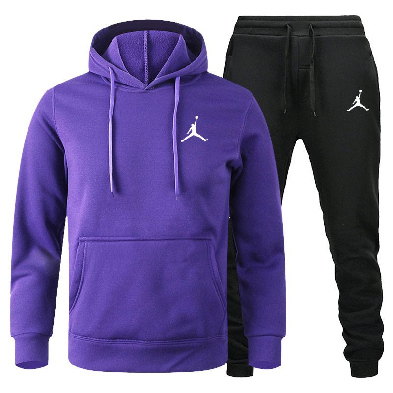 Autumn/Winter Men's jogging Fitness sportswear Set: Fashionable long-sleeved sweatshirt + casual pants 2-piece set