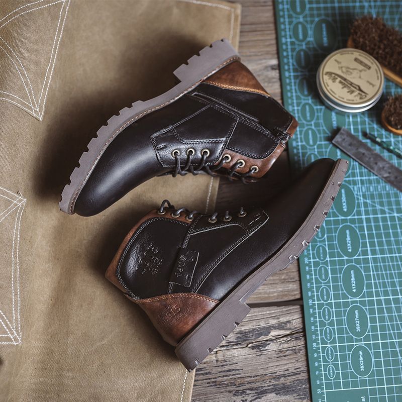 Genuine Leather Men's Boots Fashion Men's Casual Leather Shoes British Style Male Boots High Quality Shoes