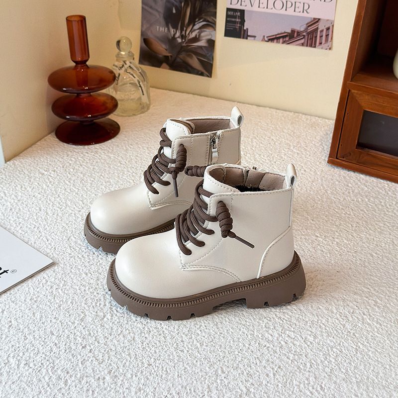 New Children's Ankle Boots Simple British Style Girls Causal Leather Shoes Spring Autumn Kids Fashion School Platform Boots