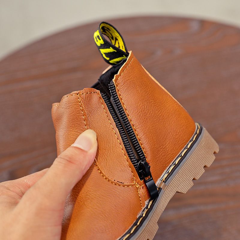 Autumn - Winter Kids' Snow Boots - Boys' British - Style Solid - Color Warm Boots, Girls' Trendy Short Boots for Walks