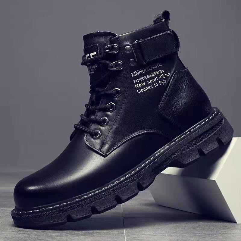New Motorcycle and Ankle Boots Waterproof Boots Men Leather Shoes Men Casual  Men's High-top Fashion Shoes