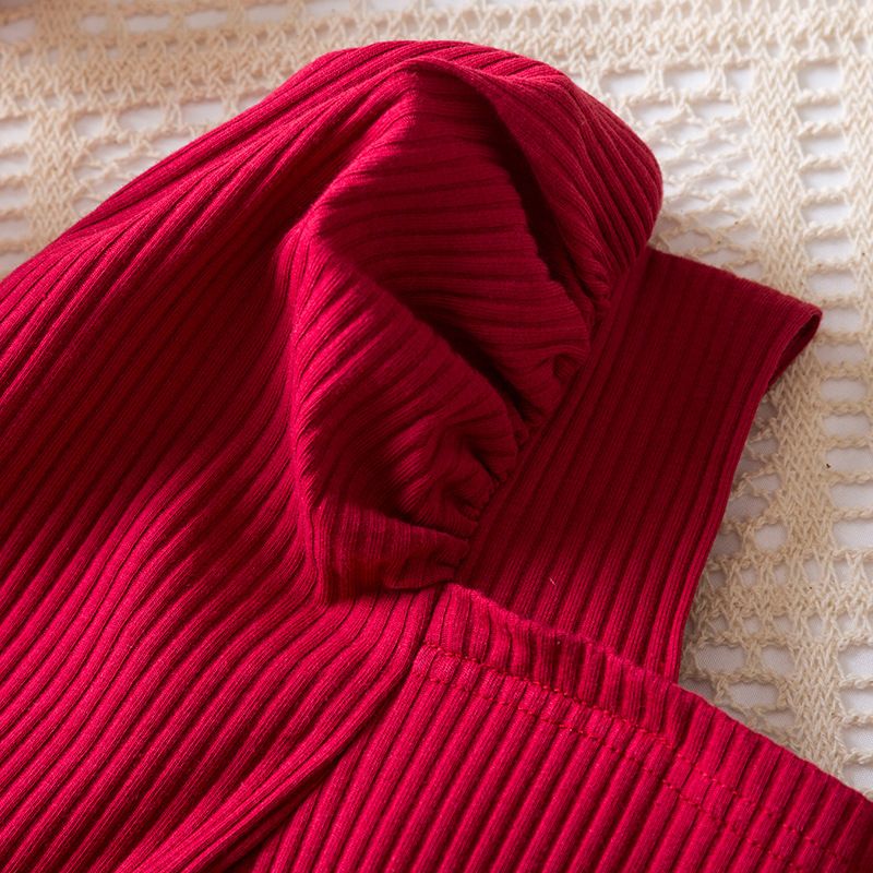 Bear Leader Autumn New Square Neck Girls Dresses Long Sleeved Butterfly Mesh Patchwork Princess Dress Red Christmas Kids Wear