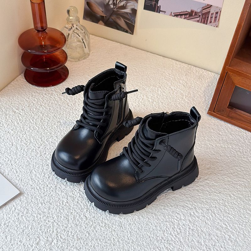 New Children's Ankle Boots Simple British Style Girls Causal Leather Shoes Spring Autumn Kids Fashion School Platform Boots