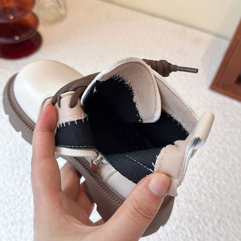 New Children's Ankle Boots Simple British Style Girls Causal Leather Shoes Spring Autumn Kids Fashion School Platform Boots