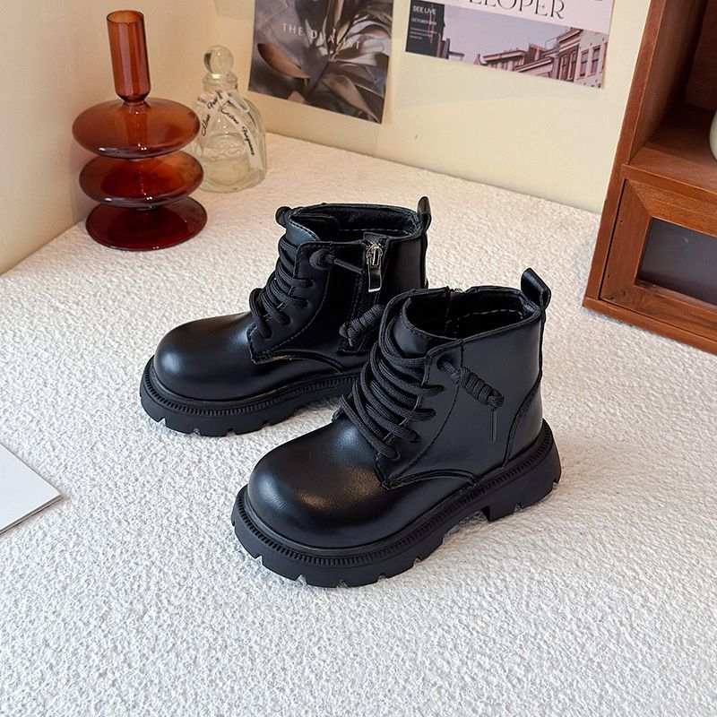 New Children's Ankle Boots Simple British Style Girls Causal Leather Shoes Spring Autumn Kids Fashion School Platform Boots