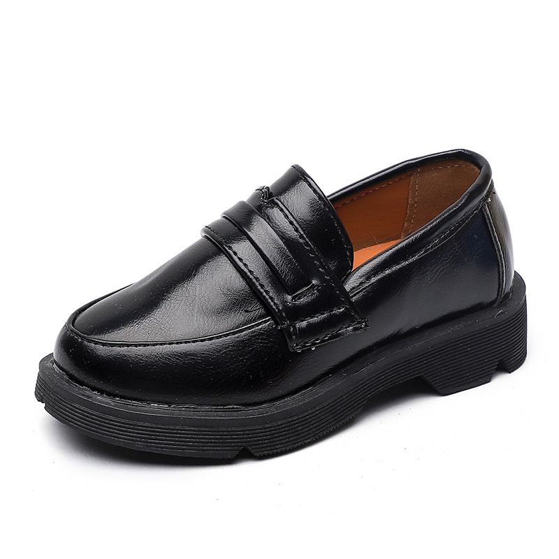 Spring New Children's Set Foot Small Leather Shoes Thick Soles Non-slip Single Loafers for Boys and Girls