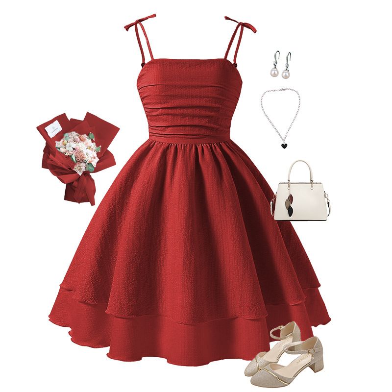 Summer Girls Dress Solid Color Sling Tiered Sleeveless Princess Dress For 8 9 10 11 12 Years Teen Girls Party Dress Costume