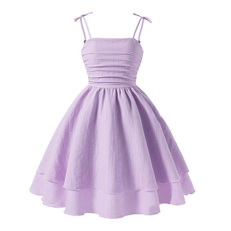 Summer Girls Dress Solid Color Sling Tiered Sleeveless Princess Dress For 8 9 10 11 12 Years Teen Girls Party Dress Costume