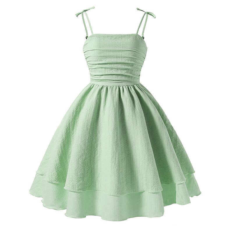 Summer Girls Dress Solid Color Sling Tiered Sleeveless Princess Dress For 8 9 10 11 12 Years Teen Girls Party Dress Costume