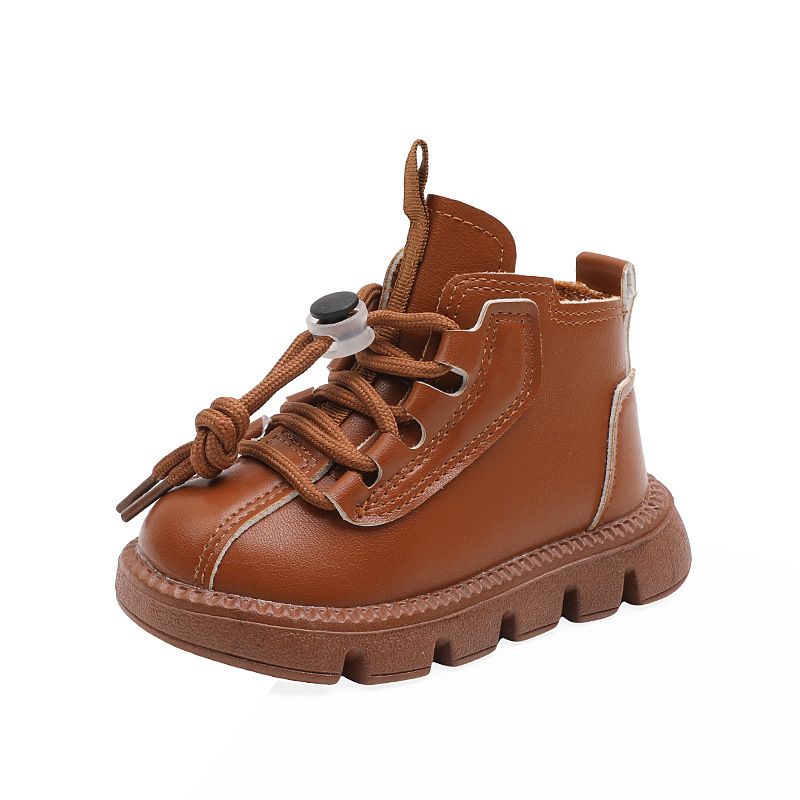 Autumn Winter Girls Leather Shoes Kids Snow Boots Fashion Baby Girl Shoes Soft Bottom Boys Short Boots