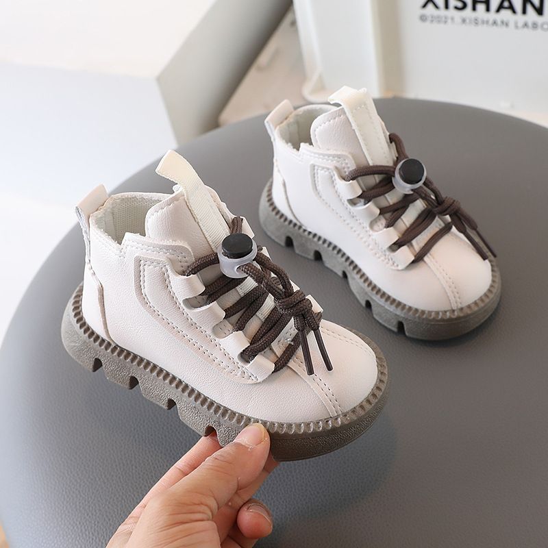 Autumn Winter Girls Leather Shoes Kids Snow Boots Fashion Baby Girl Shoes Soft Bottom Boys Short Boots