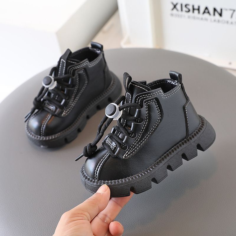 Autumn Winter Girls Leather Shoes Kids Snow Boots Fashion Baby Girl Shoes Soft Bottom Boys Short Boots