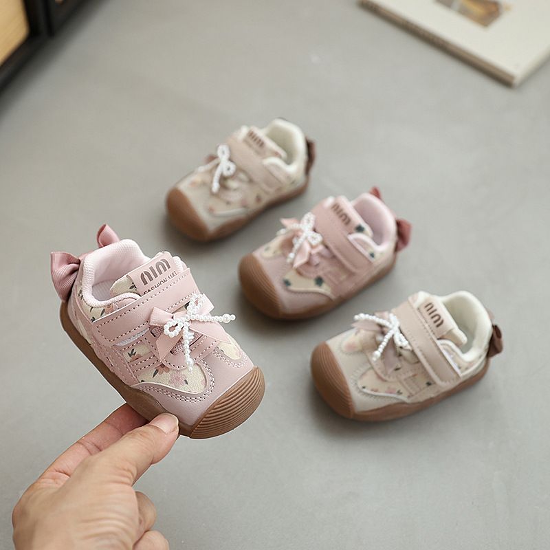 Baby Casual Shoes Soft Sole Princess Style for Girls Fashion Shoes Sweet Back Bows  Autumn New Kids Walking Shoes