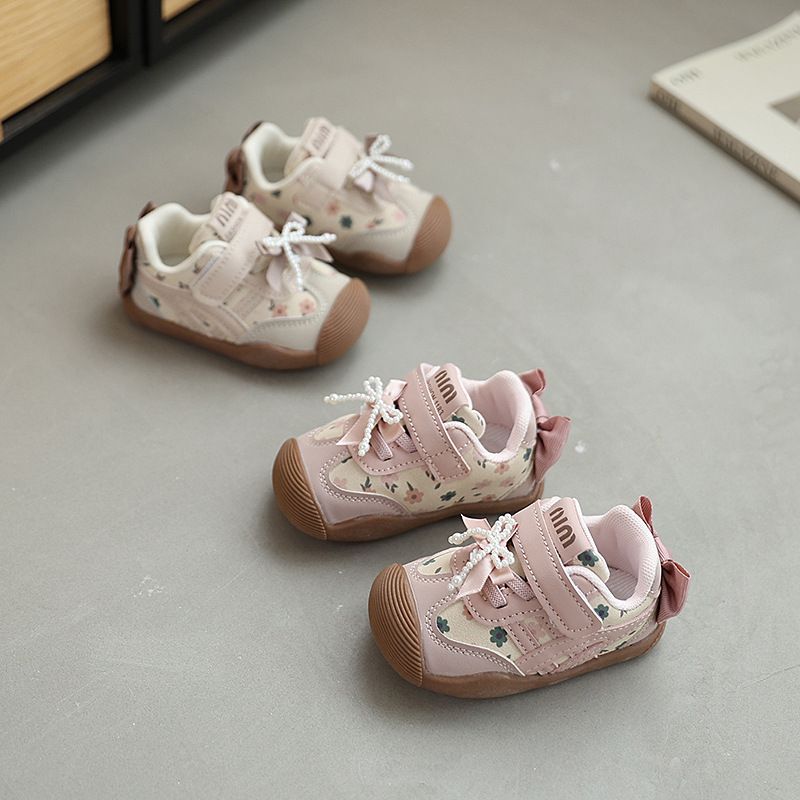 Baby Casual Shoes Soft Sole Princess Style for Girls Fashion Shoes Sweet Back Bows  Autumn New Kids Walking Shoes