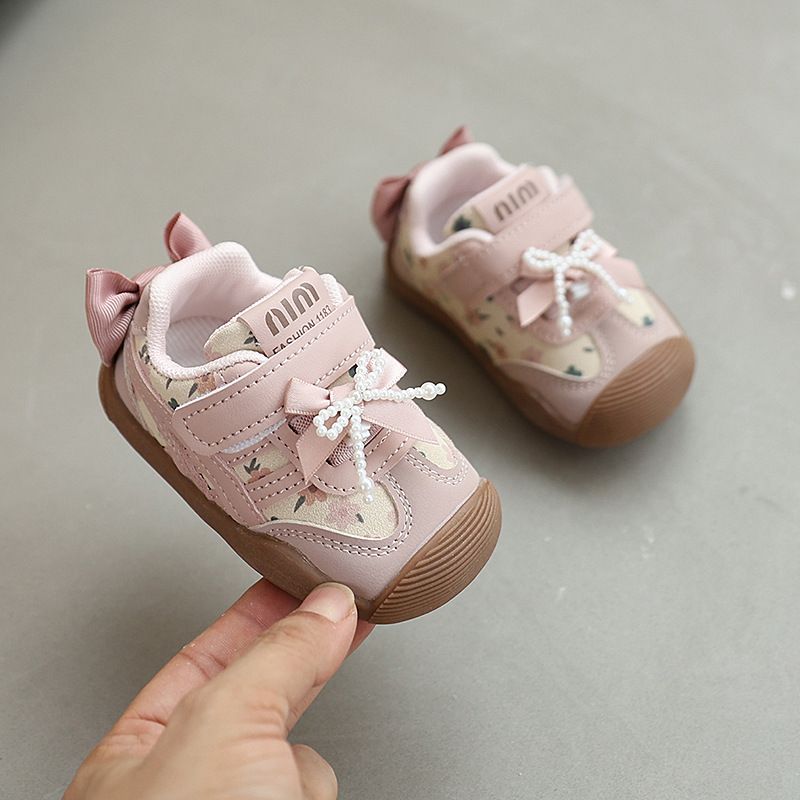 Baby Casual Shoes Soft Sole Princess Style for Girls Fashion Shoes Sweet Back Bows  Autumn New Kids Walking Shoes
