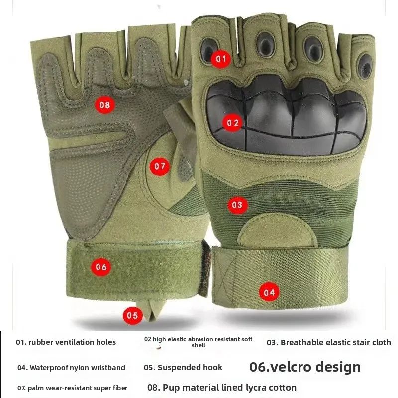 Tactical Gloves Outdoor Training Racing Locomotive Cycling Accessories Men Woman Shooting Gym Mountaineering Fingerless Gloves