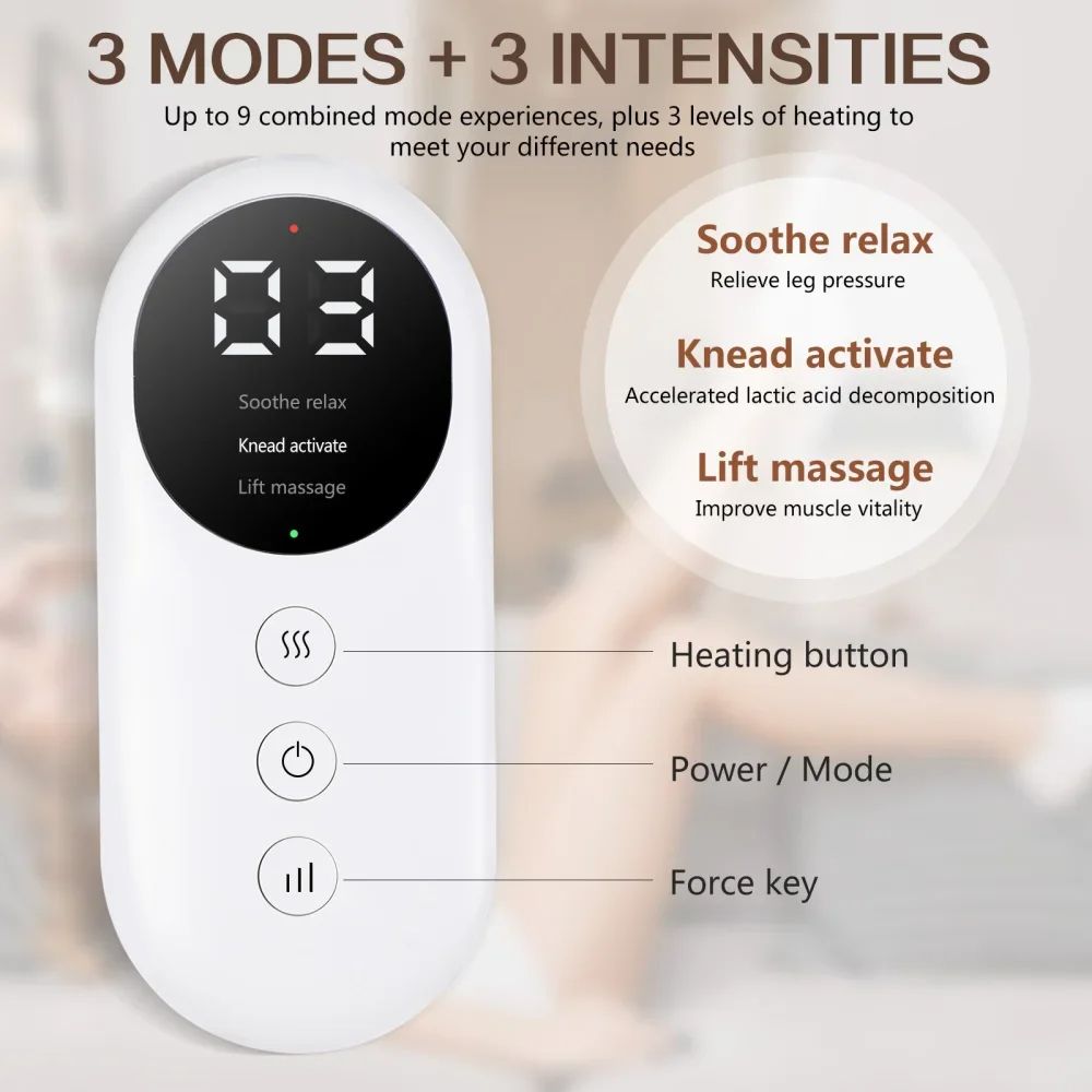 Leg Massager Portable Calf Massager with Compression And Heat for Women Men Kneading Air Pressure Leg Air Compression Massager