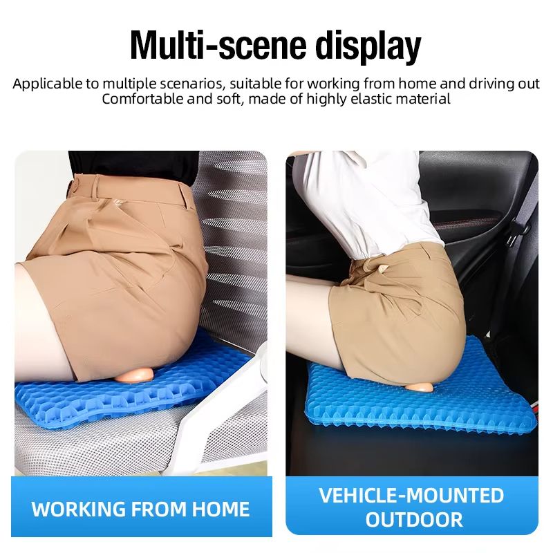 Car Gel Seat Cushion 3D Honeycomb Cool Breathable Cool Seat Cushion Car Home Office Chair Seat Cushion Car Upholstery