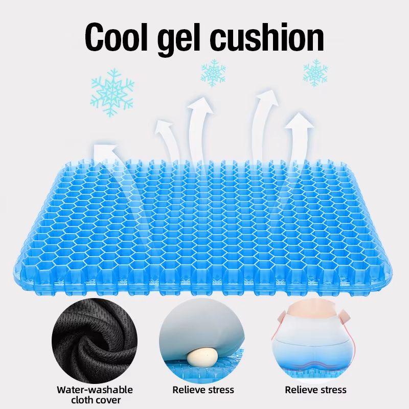Car Gel Seat Cushion 3D Honeycomb Cool Breathable Cool Seat Cushion Car Home Office Chair Seat Cushion Car Upholstery