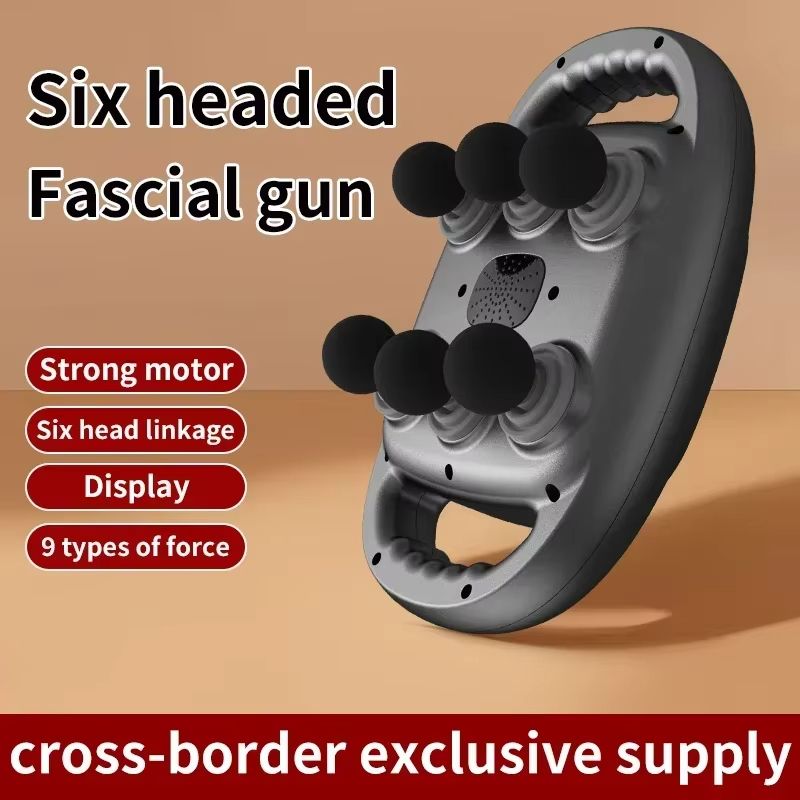 New Six Head Fascia Gun Multi Functional Full Body Professional Deep Massage Home High Frequency Muscle Relaxation Massage Gun