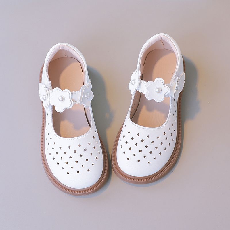 Girls' Leather Shoes Cool Children's Shoes Soft Soled Perforated Shoes Girls Princess Shoes Children's Breathable Single Shoes