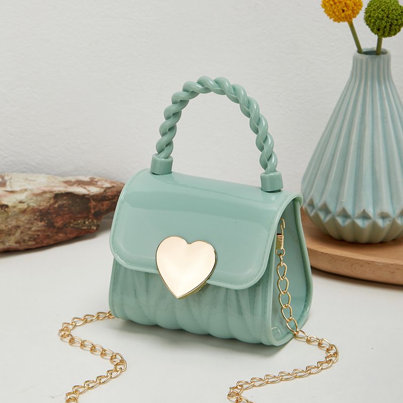 Kids PVC Crossbody Coin Purse Child Fashion Mini Handbags Lovely Heart Pattern Decoration Handbag Small Chain Jelly Bag For Girl